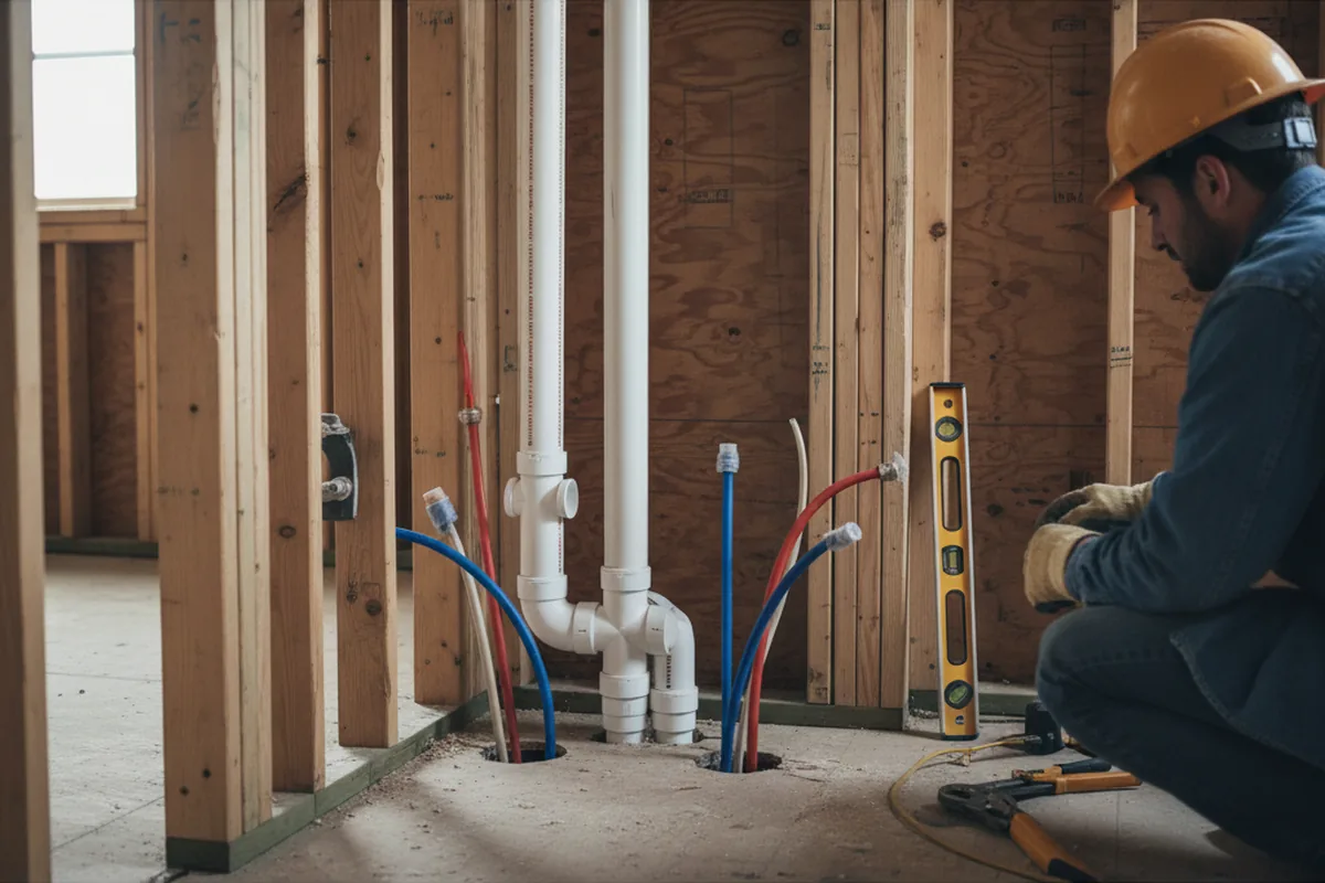 Drain and supply rough-in during Garbage Disposal Repair in Felton